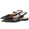 French Pointed Flat Heel 2025 New OL Commuter Shallow Mouth One Word with Fashion Single Shoes Rear Strap Women's Shoes