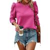 Women's Sweatshirt Round Neck Fashion Bubble Long Sleeve Top Casual Solid Color Pullover