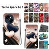 Чехол-книжка из искусственной кожи ручной работы для Tecno Spark Go 1, противоскользящий противоударный чехол с ремешком на запястье и дизайном кошки с сердцем/розой