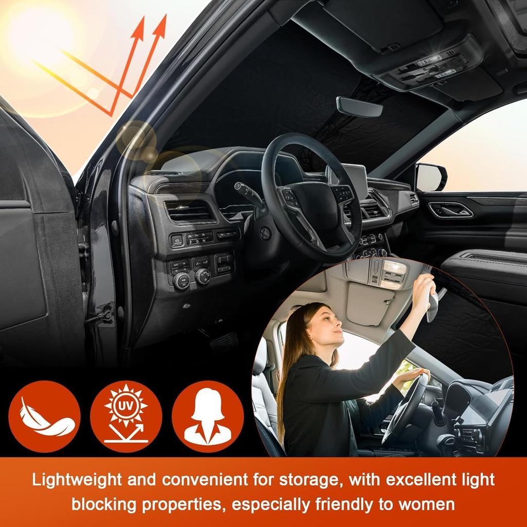 Windshield Sun Shade Compatible With Nissan Rogue 2014- Accessories, 240T Foldable Window Sunshade Sun Visor Protector, Blocks UV Rays Keep Your Car