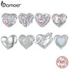 Solid 925 Sterling Silver Heart-Shaped Charm Bead Fit Original Bracelet Necklace DIY Birthday Gift