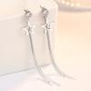 Women's Star Tassel Long Earrings 925 Silver-plated Back Hanging Exaggerated Crystal Fashion Earrings