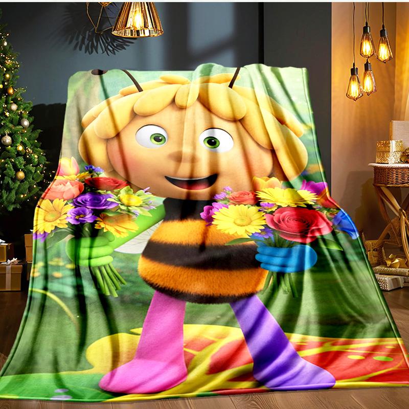 Bee Adventure Maya Blanket Flannel Throw for Sofa, Indoor, Camping, Living Room, Office, Chair, And Bed Soft Birthday Gift