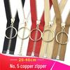 20-40cm Metal Zipper with Large Ring Puller, Size 5, Light Gold Teeth for Bags, Leather Skirts