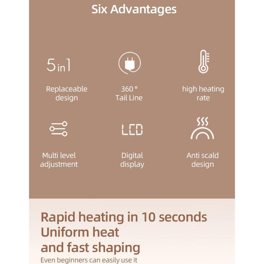 Набор из 5 сменных плоек для завивки - Создавайте глубокие волны, банановые локоны, афро-локоны с помощью расчески-лопатки для распутывания, многофункциональный инструмент для укладки волос
