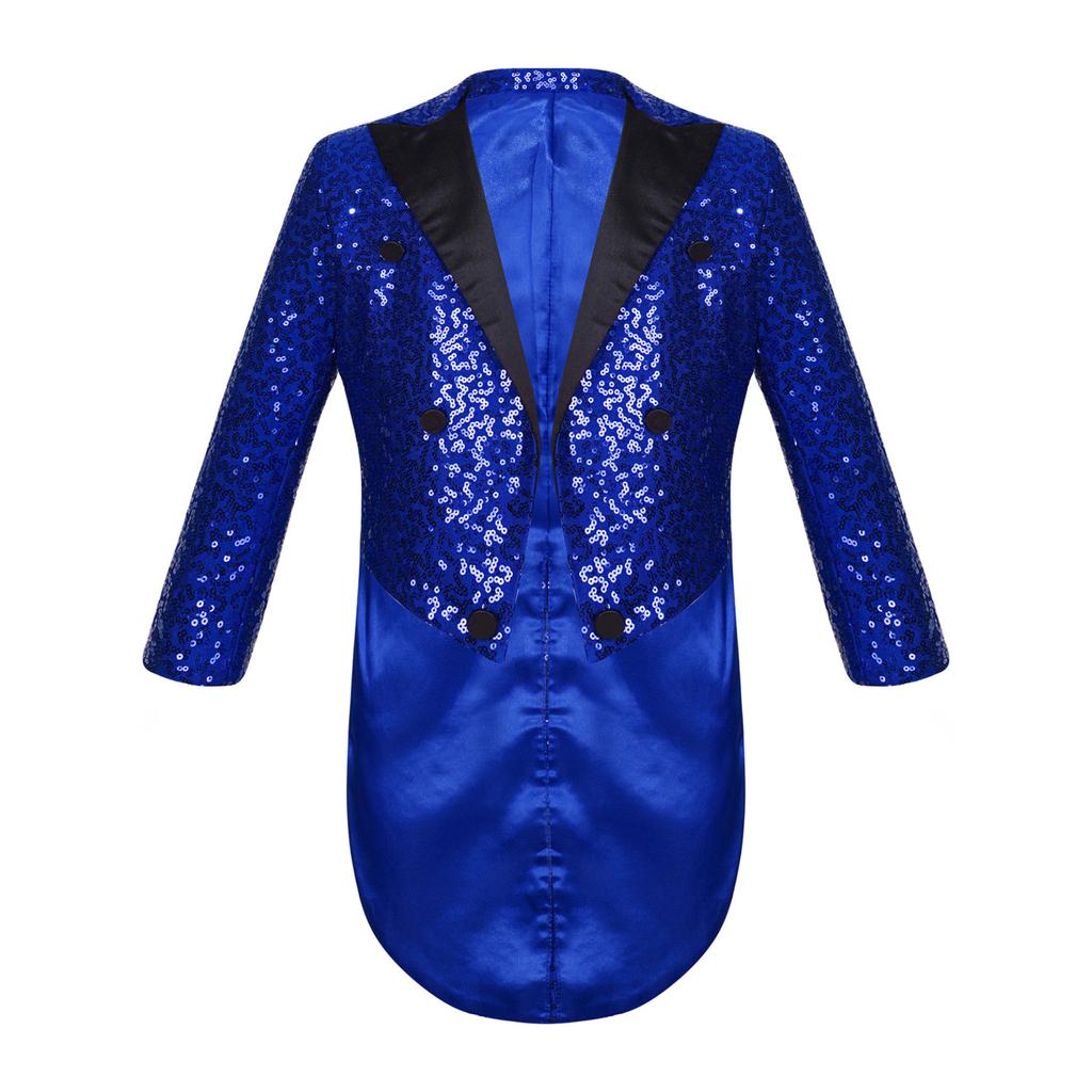 Детский фрак с блестками для мальчиков, детские костюмы джентльмена, блейзер для магических представлений, официальный костюм, свадебное платье для мальчика, пальто