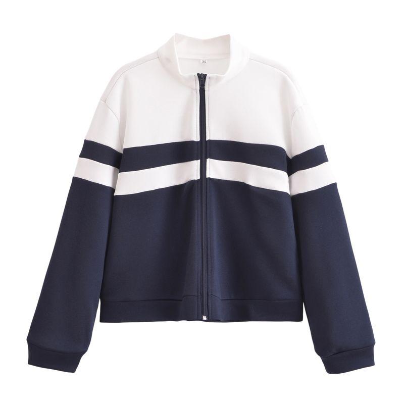 Kaslead New Arrival Women's Clothing Fashion Style Patchwork Zip Long Sleeve Coat Pants 0858466 0858467