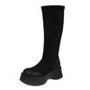 Suede Knee-length Women's Winter Plush Motorcycle Boots Thick Sole Wedge Socks Mid-calf Short Boots Autumn and Spring Shoes 2024