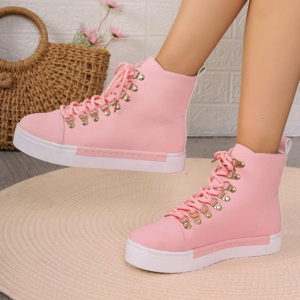 Women Sneakers Fashion High Top Flat Women Ankle Boots Platform Casual Shoes Outdoor Vulcanized Shoes for Women2025