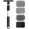 Инструмент для чистки лобового стекла автомобиля, Очиститель стекол автомобиля с выдвижной ручкой и 3 многоразовыми и моющимися подушечками, Аксессуары для щетки для мытья автомобильных стекол,