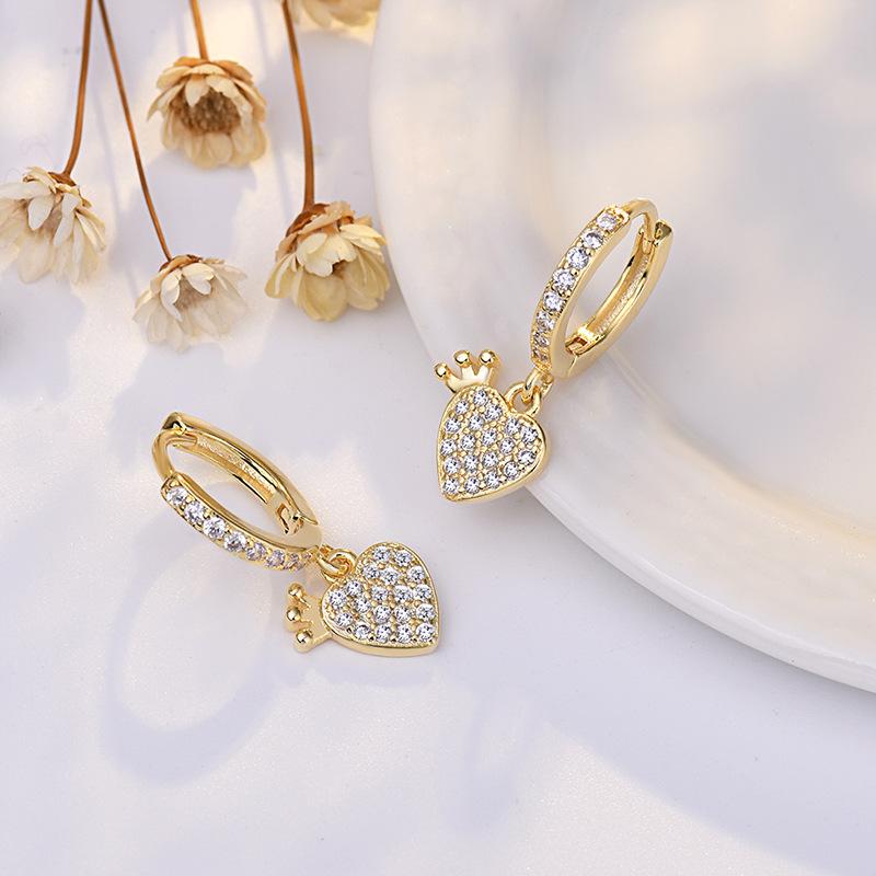 Серьги-вкладыши в форме сердца для женщин, маленькие свежие серьги, серьги с бриллиантами и серьги в форме сердца