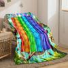 Rainbow Striped Bubble Pattern Blanket bedroom Blanket for Livingroom Couch lunch break Soft throw for Friend's festival Gift