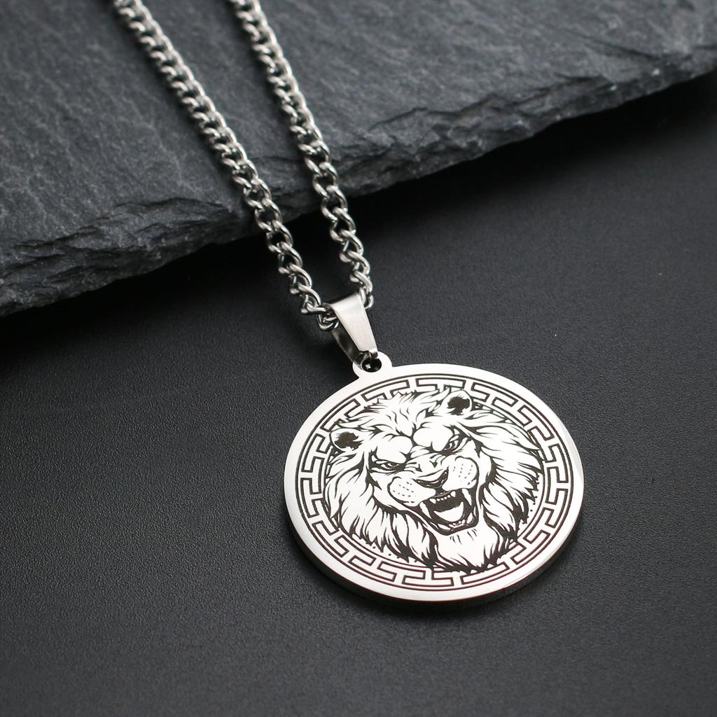 Bear Wolf Tiger Lion Elk Animal Mens Punk Pendant Necklace Stainless Steel Sweater Chains Women Choker Jewelry Gifts