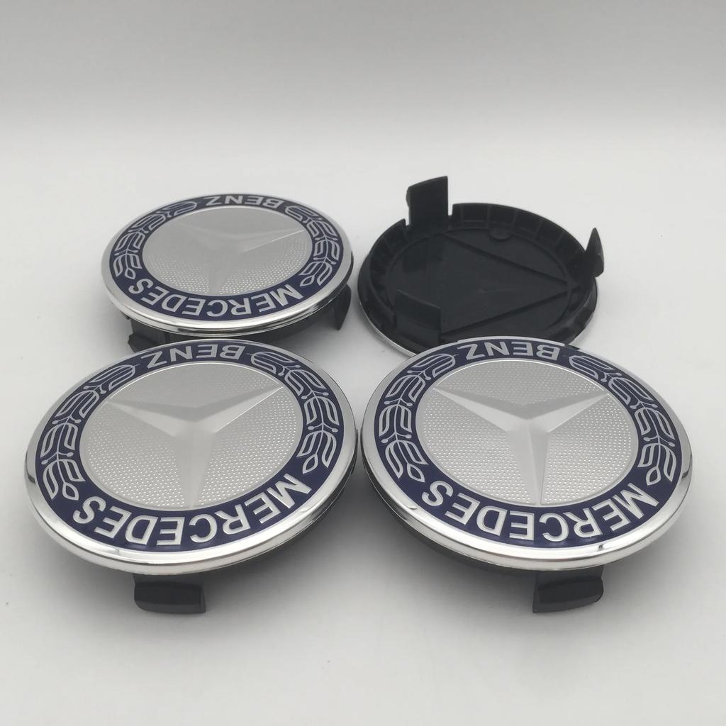 For Mercedes Benz 4pcs 3D 75mm For Mercedes Benz AMG Car emblem Wheel hub Center Cap Badge covers sticker Decals Styling accesso