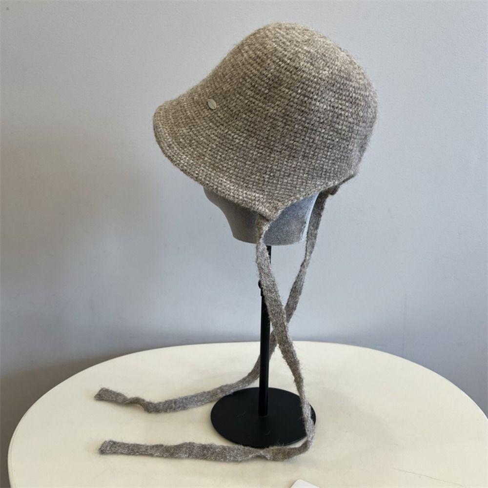 Wool Blend Fisherman Hat Knitted Woolen Basin Hat New Girl's Hat Autumn Winter
