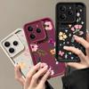 For Xiaomi 14T Pro 13T Poco X7 F6 X6 Pro Redmi Note 14 Pro 13 12 11 Case Flower Print Soft Silicone Shockproof Lens Protection TPU Matte Phone Cover