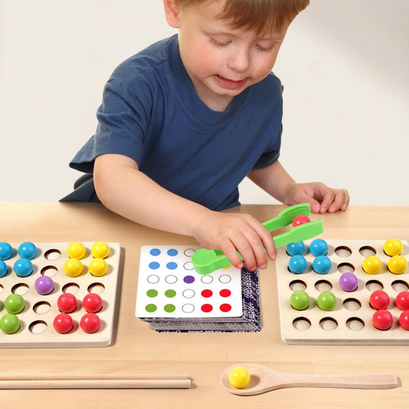 Wooden Matching Bead Game For Children Educational Toy To Improve Coordination And Focus
