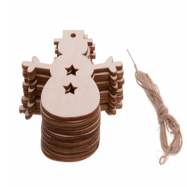 10pcs/pack Christmas DIY Wooden Pendants Tree Snowman Star Snowflake Ornaments Decorations for Christmas Xmas Tree Ornaments