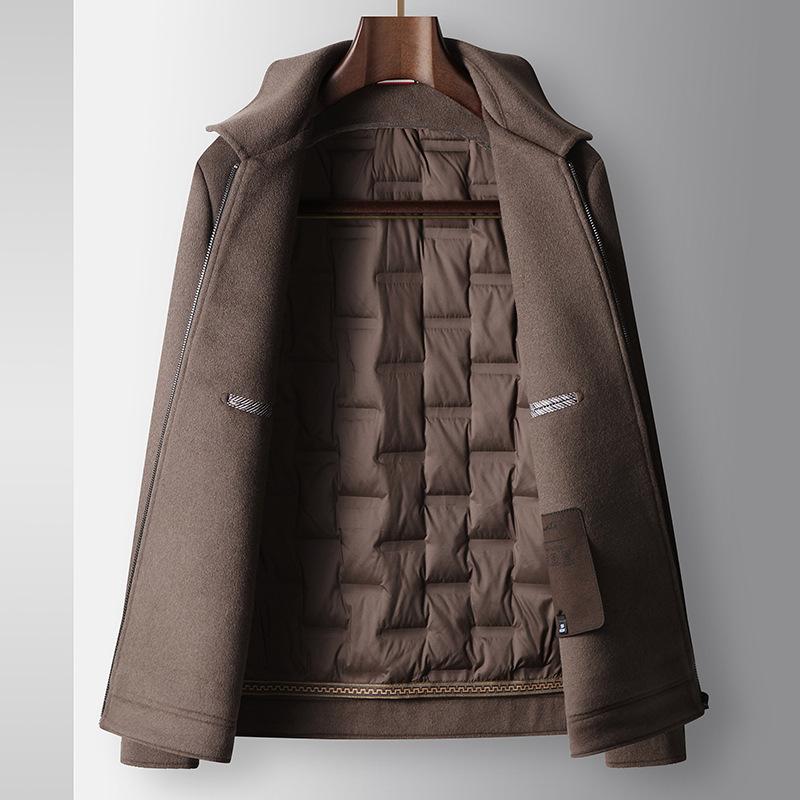 Куртка с застежкой-молнией, молодежная, легкая, роскошная, деловая, на гусином пуху, двусторонняя, шерстяная, термокуртка