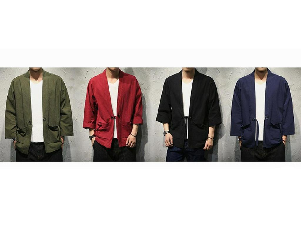 Мужской кардиган с рукавами 7/8 в стиле ретро китайского кимоно, халат Дао, большого размера, ханьфу, пальто Тан