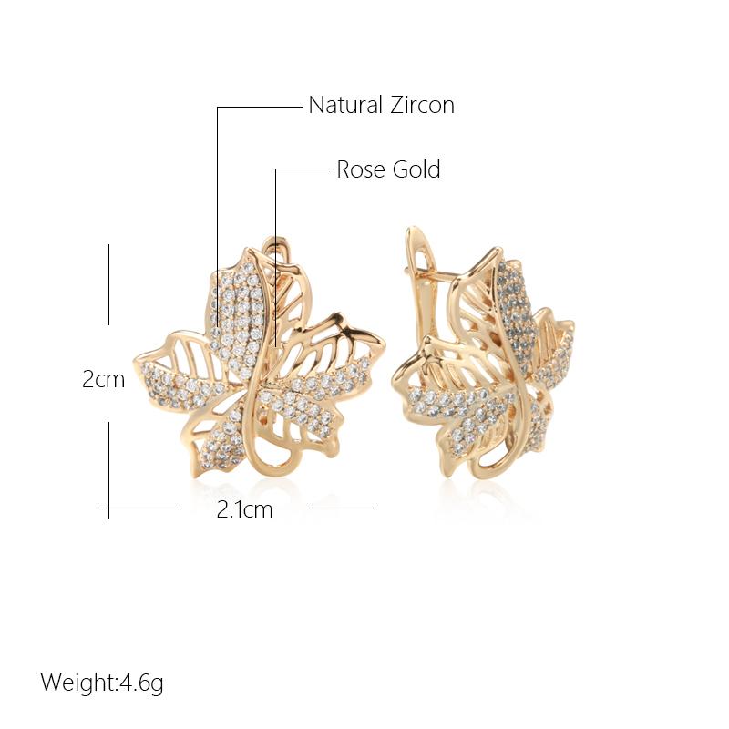 Роскошные женские серьги Kinel с цирконием и кленовым листом