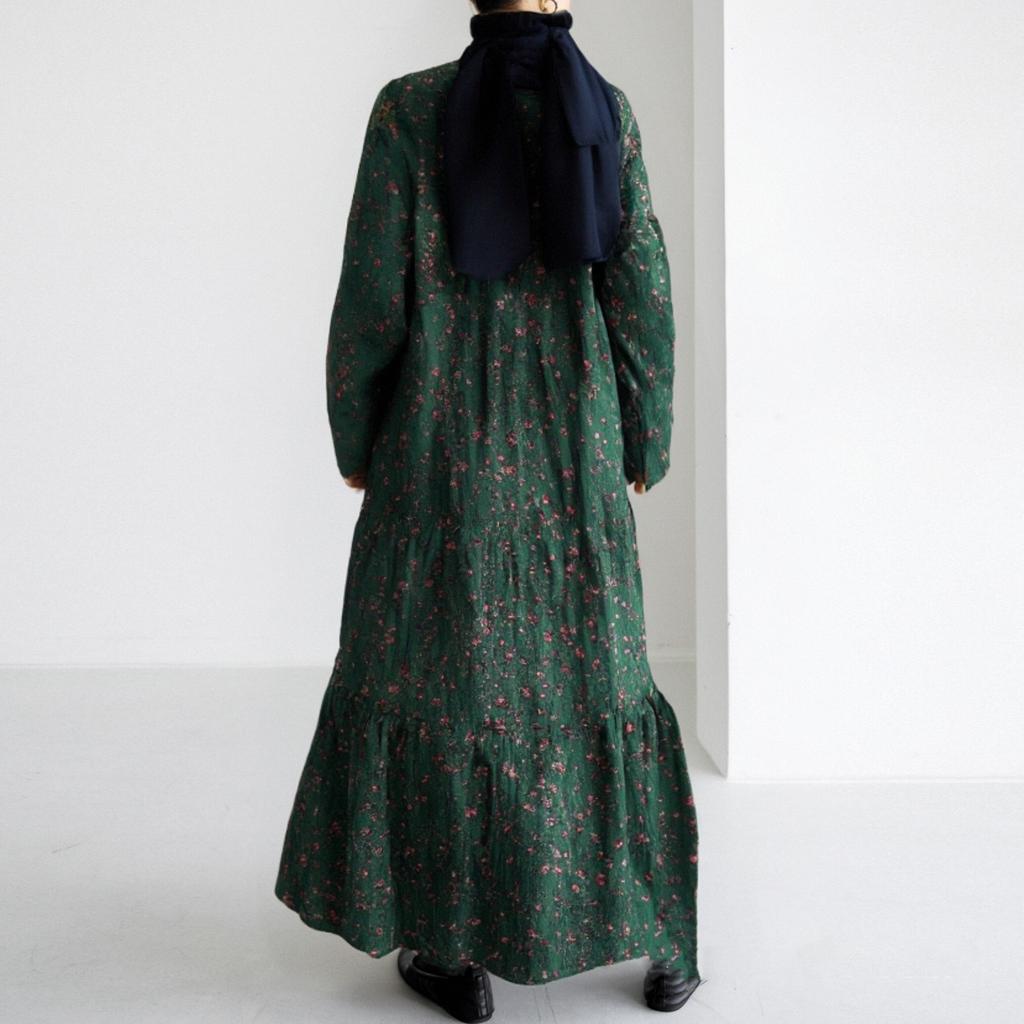 Женская мода повседневная с круглым вырезом и длинным рукавом мусульманские цветочные платья