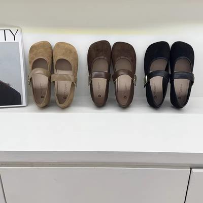 Ретро матовые анти-велюровые кожаные туфли на плоской подошве женские новые туфли Мэри Джейн с носком «манго», не требующие особого ухода, супермягкие маленькие кожаные туфли