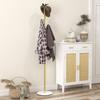 Freestanding Floor Coat Rack with 8 Hooks, Marble and Steel Base, diameter 32x164cm, Gold