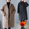 Women's Autumn Winter Diamond Plus Size Jacket Long Sleeve Mid-Length Warm Coat