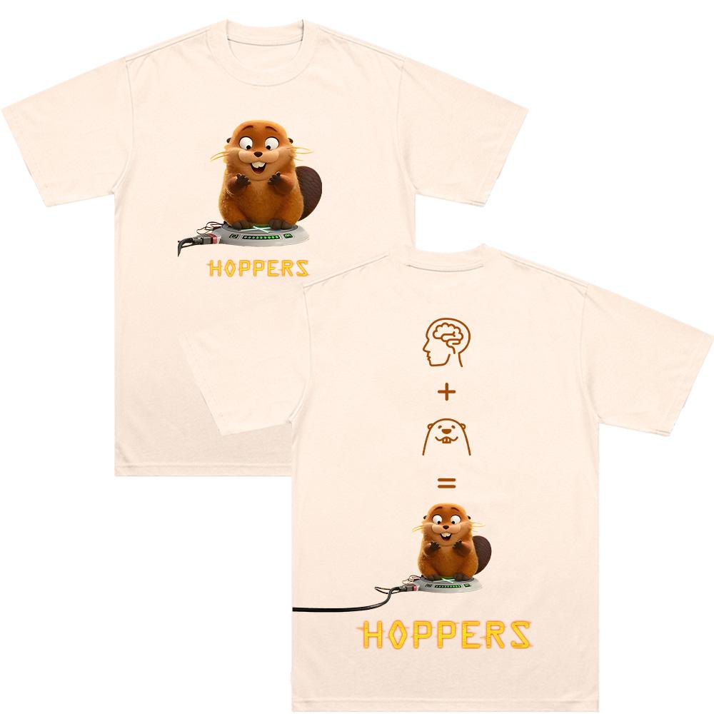 Футболки с мультяшным принтом Hoppers Модные Забавный Подарок Унисекс Одежда Хлопок Короткий Рукав Аниме Модные Футболки