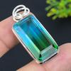 Bi-Color Tourmaline Gemstone 925 Sterling Silver Jewelry Pendant 1.89" Y8u18