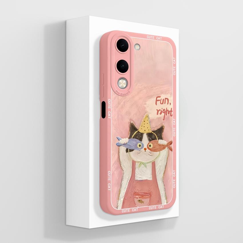 Для Vivo Y04 Y03 Y02 Y11 Y15 Y20 Чехол для телефона Милый мультяшный узор для девочек Гладкий жидкий силикон Противоударная защита Задние крышки Чехол для корпуса Vivo