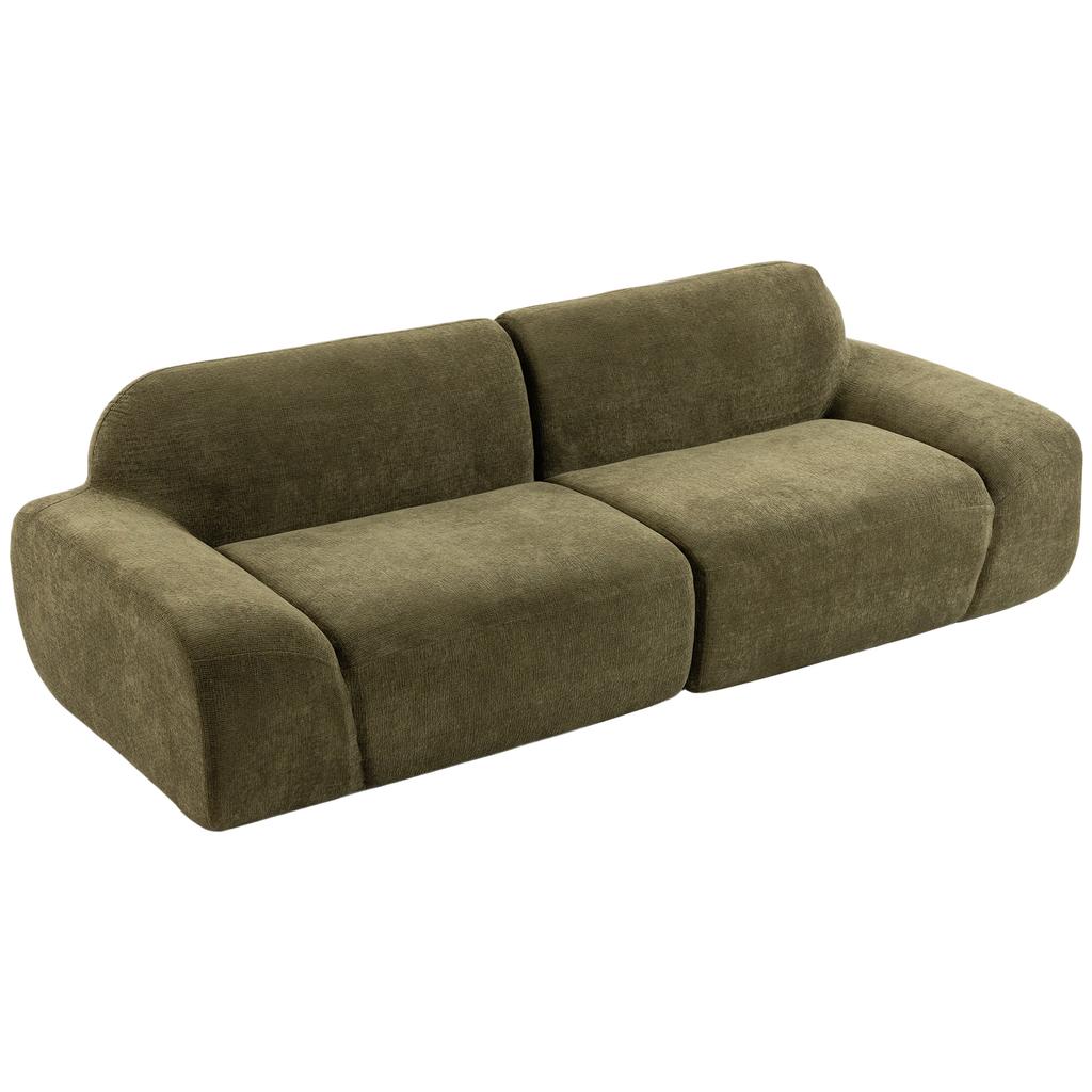 3 Seater Sofa Rounded And Frameless With Generous Seating Area Thickly Padded No Assembly Required Dark Green