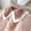 Розовое меховое пальто большого размера, женское короткое зимнее утолщенное теплое меховое пальто с лисьим мехом