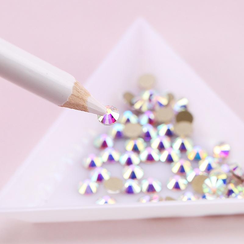 Wooden Nail Art Point Pen Double Head Point Diamond Pen Cross Stitch Diamond Drawing Tool White Pencil