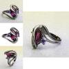 Genuine Purple Crystal Marquise Cut And Black Ring Titanium