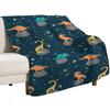 Dinosaurs Floating on an Asteroid Throw Blanket Luxurious Soft Fuzzy Blanket for Sofa Bed