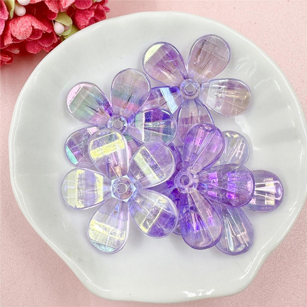 Hanmade Loose Beads 5Pcs Beading Neclace Bracelet Dazzling Flowers Handcrafted Acrylic for Jewelry Making DIY Findings