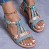 Модные женские босоножки, летние бохо, стразы, повседневные босоножки на платформе, женские с открытым носком, пляжные сандалии на танкетке для женщин