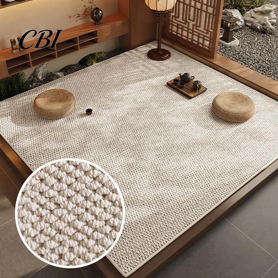 Low Saturated Bedroom Floor Mat Solid Color Area Rug, Rustic Living Room Minimalist Soft Rug with Anti-Slip Backing, Indoor Carpet for Tea Washable