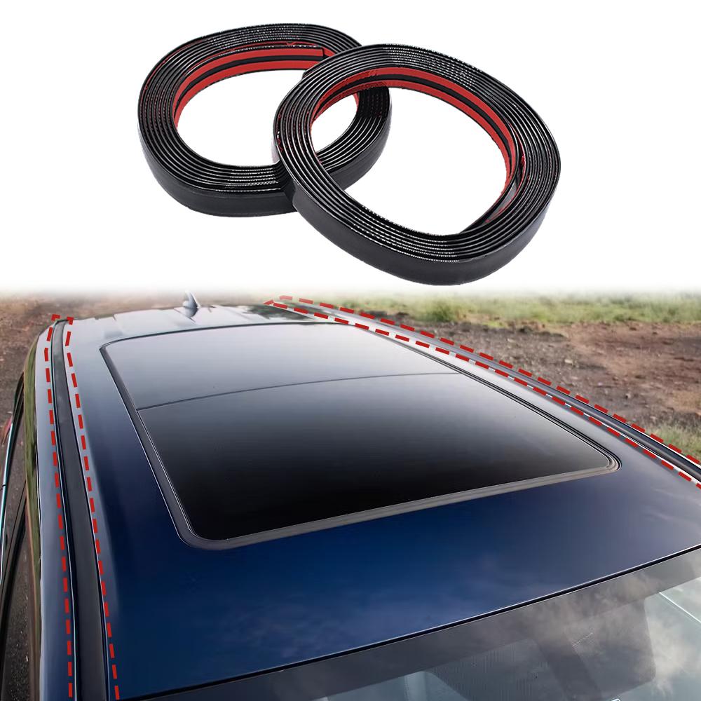 For Ford Black 2PC Roof Top Trim Drip Moldings Covers Set