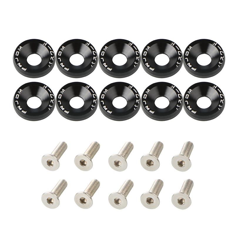 10Pcs Universal M6 JDM Car Modified Hex Fasteners Fender Washer Bumper Engine Concave Screws Fender Washer License Plate Bolts
