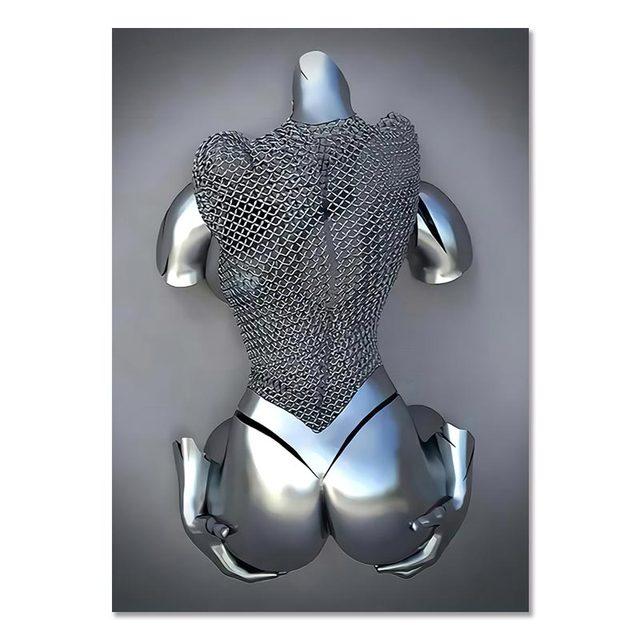 Frame Metal Figure Statue Canvas Painting Romantic Abstract Posters Prints Wall Art Pictures Modern Living Room Decorations