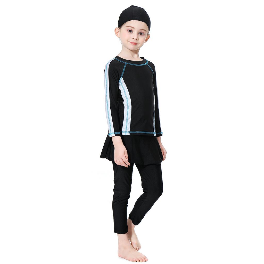 Three-Piece Swimsuit Girls Long Sleeve Full Cover Swimming Suit For Kids Muslim Swimwear Baby Children Swimming Bathing Suit