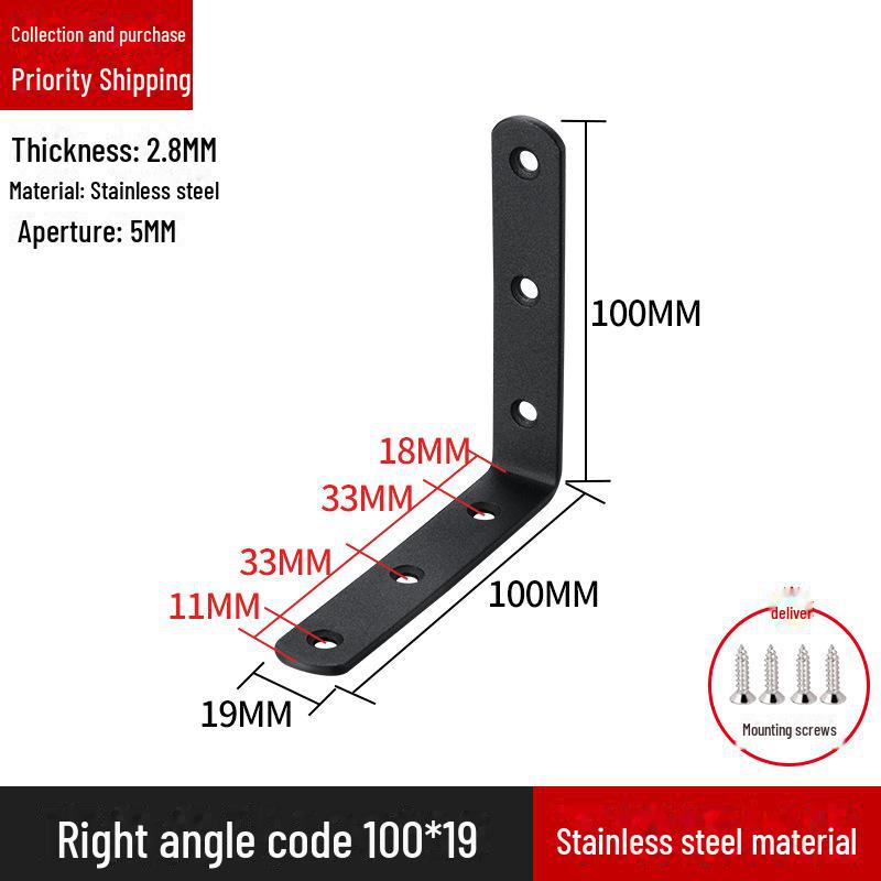 Кронштейн для полок L-образной формы из нержавеющей стали, соединитель под прямым углом 90 градусов
