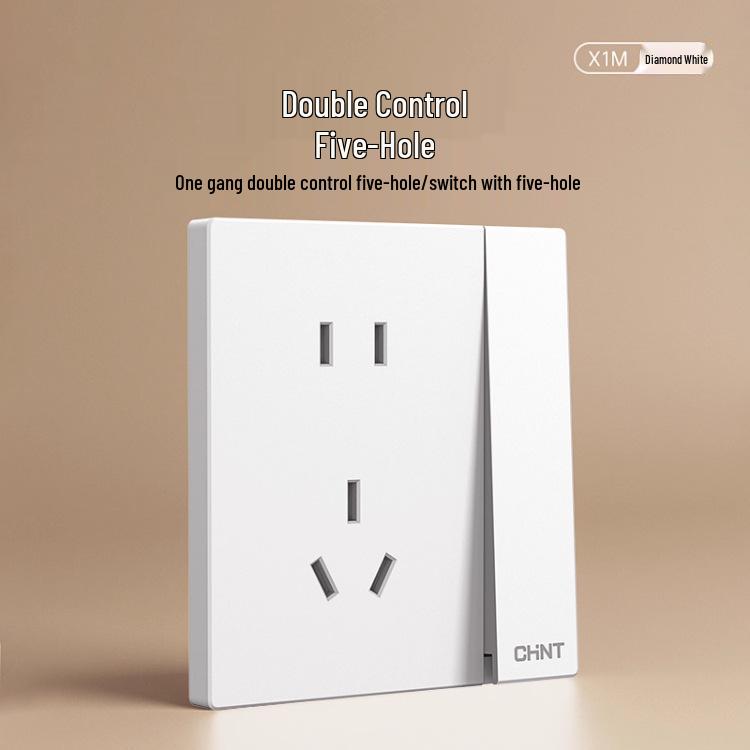 Chint 16A Настенная розетка для кондиционера, одинарная, пятиконтактная, тип 86, бриллиантово-белый.