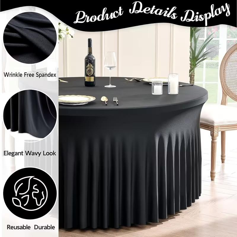 Round Tablecloths,High-Density Black Polyester Covers, Wrinkle Resistant,for Dining,Banquets, Buffet Parties,Wedding Table Cloth