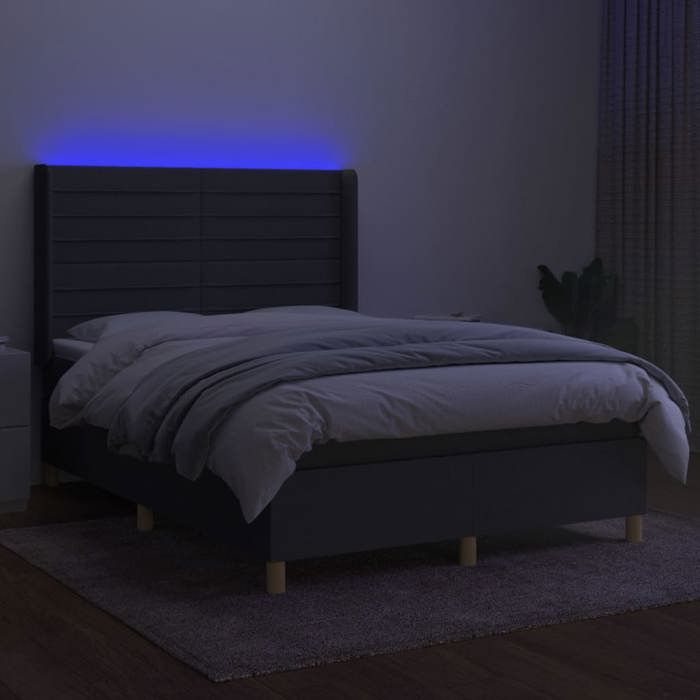 VidaXL Slat Bed Base with Mattress and LED, Upholstered Bed, Double Bed, Adult Bed for Interior Bedroom, 3138958