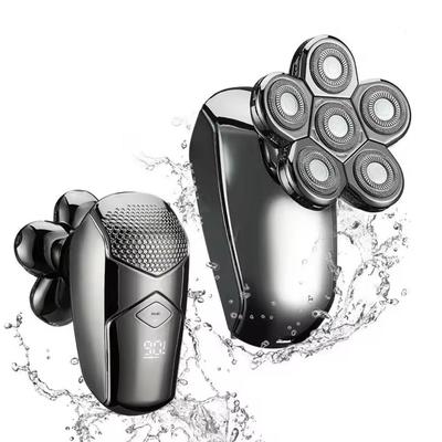 Бритва для лысых мужчин Wyclos Detachable 5in1 Electric IPX7 Waterproof Dry Wet 7D Rotary Grooming Kit со светодиодным дисплеем USB-перезаряжаемый, серый