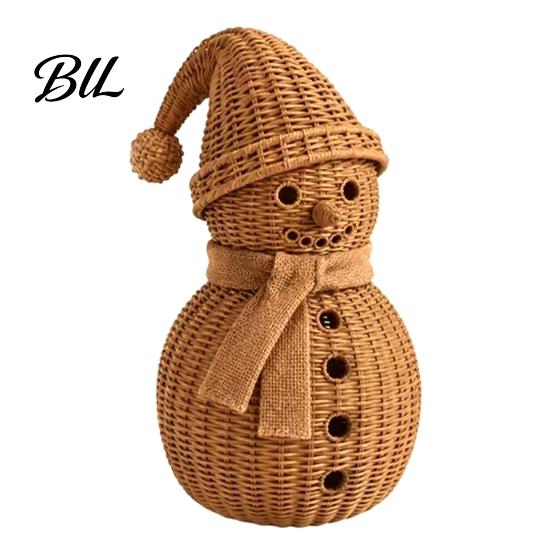 Creative Winter Presents Christmas Snowman Ornament for Tabletop Decor, Retro Resin Figurine Cute Shelf Decor with Knitted Texture Fireplace And Home